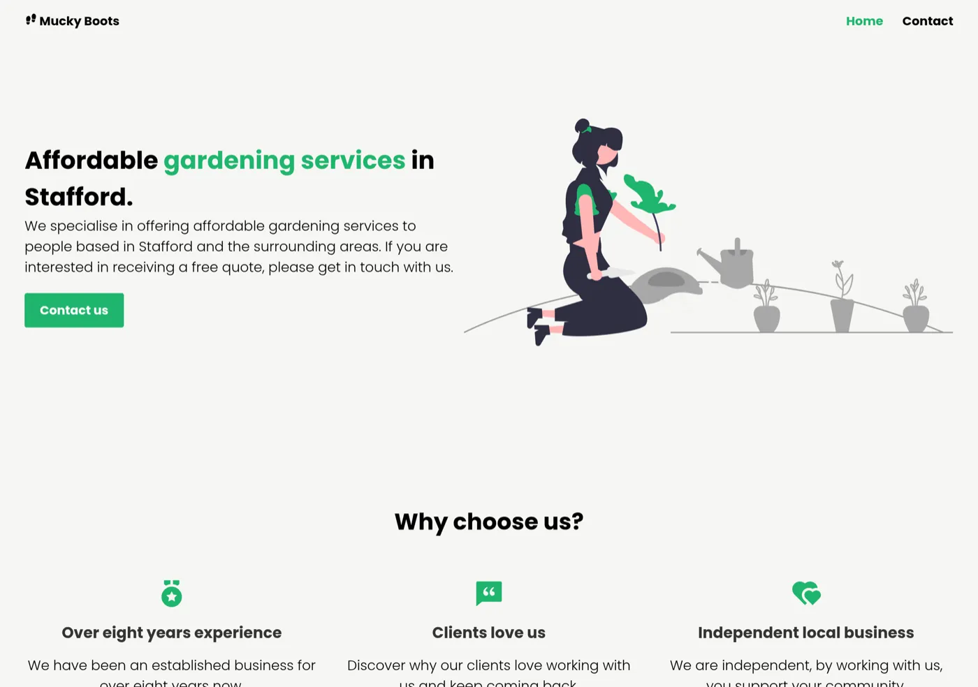 The Mucky Boots website, designed and built by DACCAA